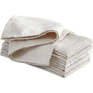 Set of 6 jacquard cloth napkins taupe wrinkle resistant dining holiday wedding 1